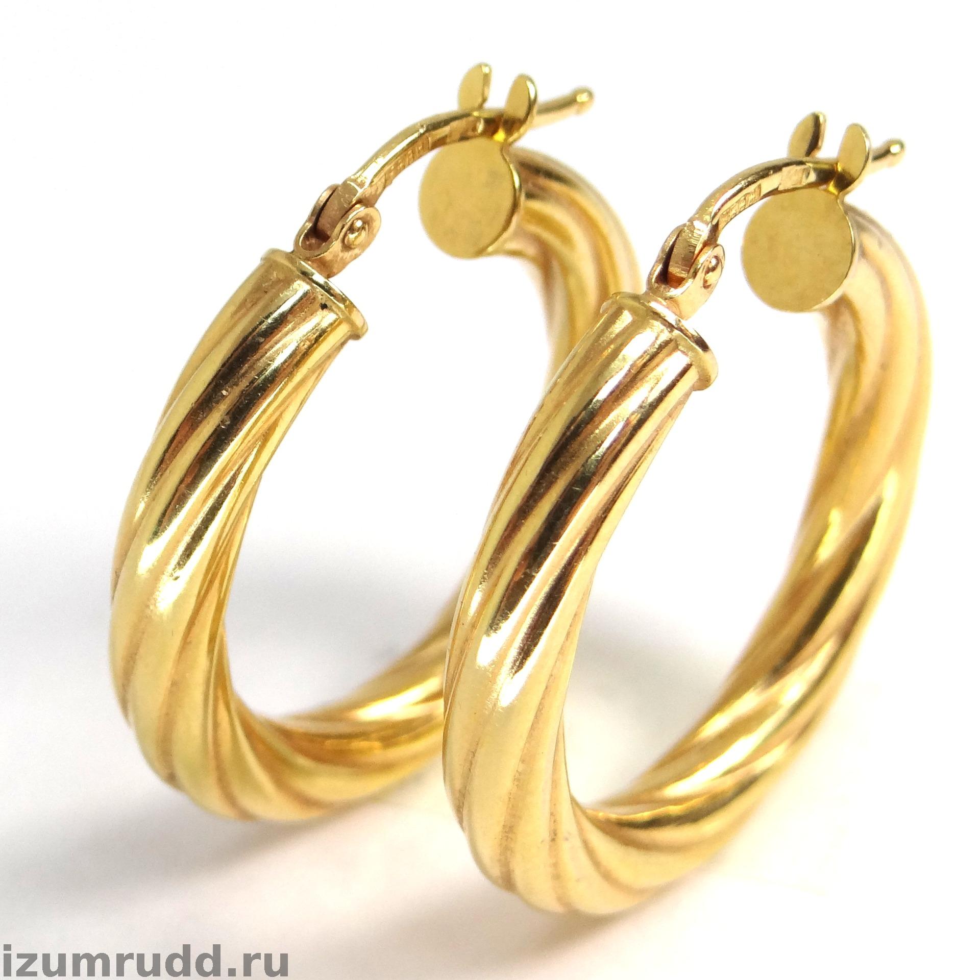 Серьги "кольца" из желтого золота 585 пробы