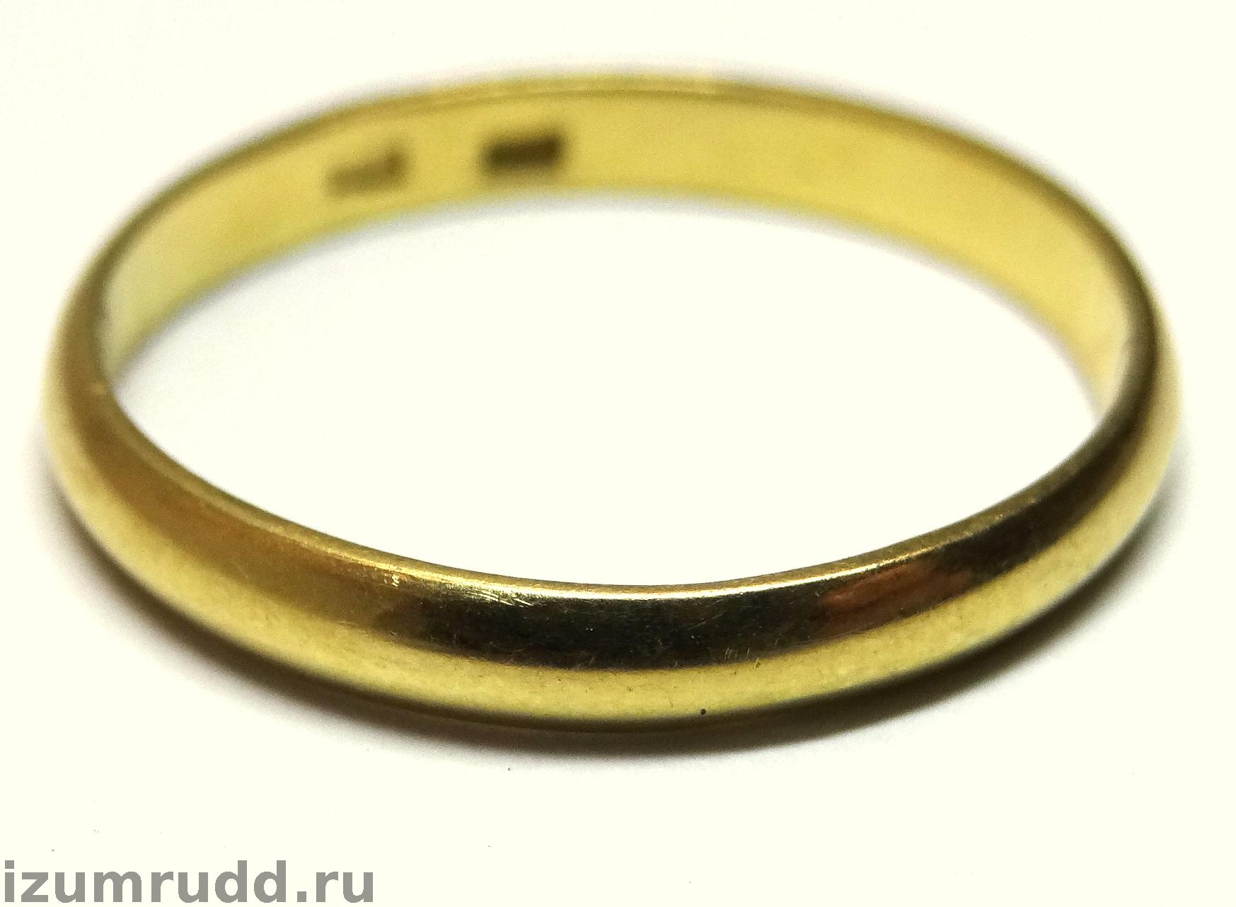 Обручальное кольцо из желтого золота 750 пробы