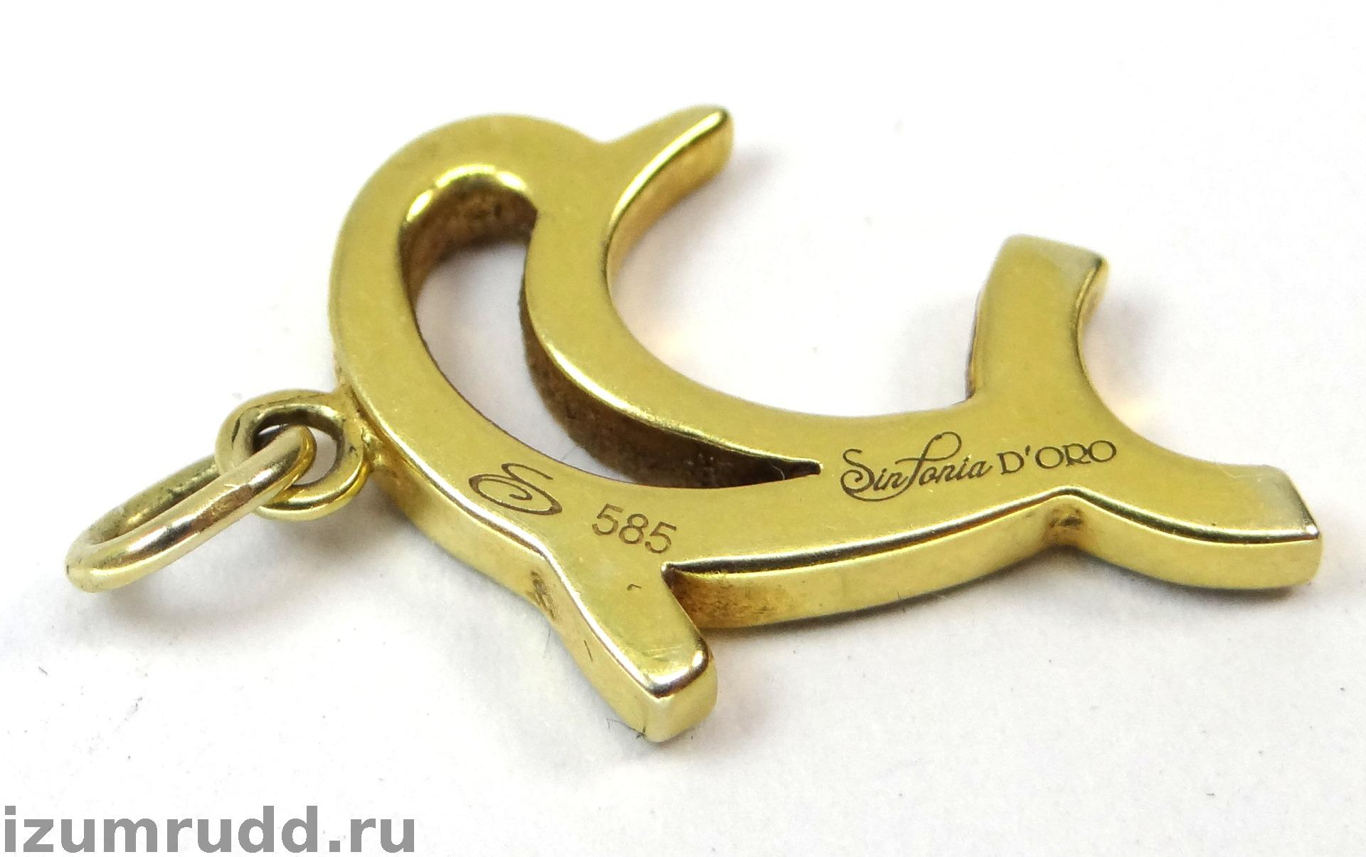 Золотой кулон "Дельфин" с сапфирами и бриллиантами