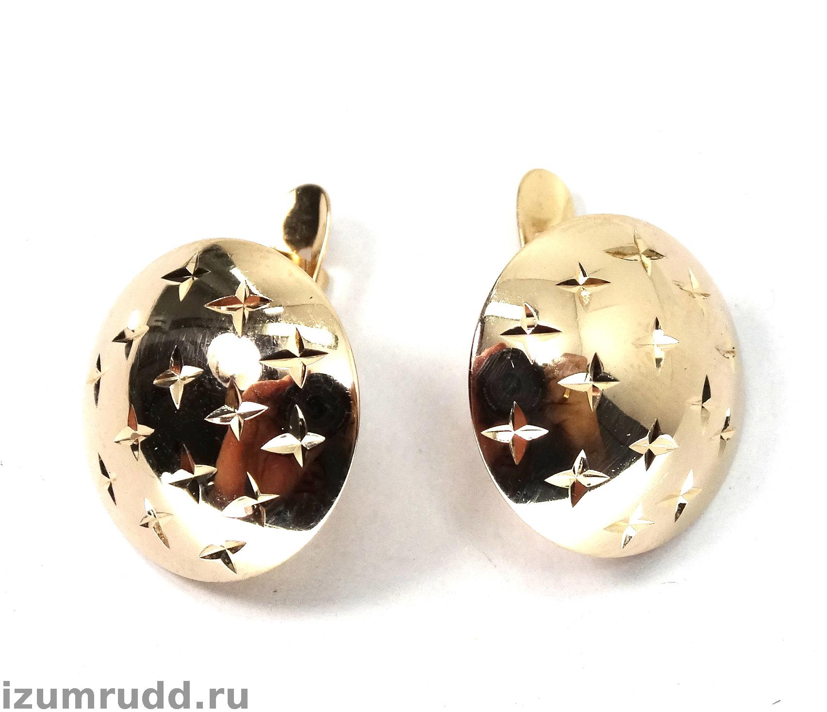 Крупные золотые серьги
