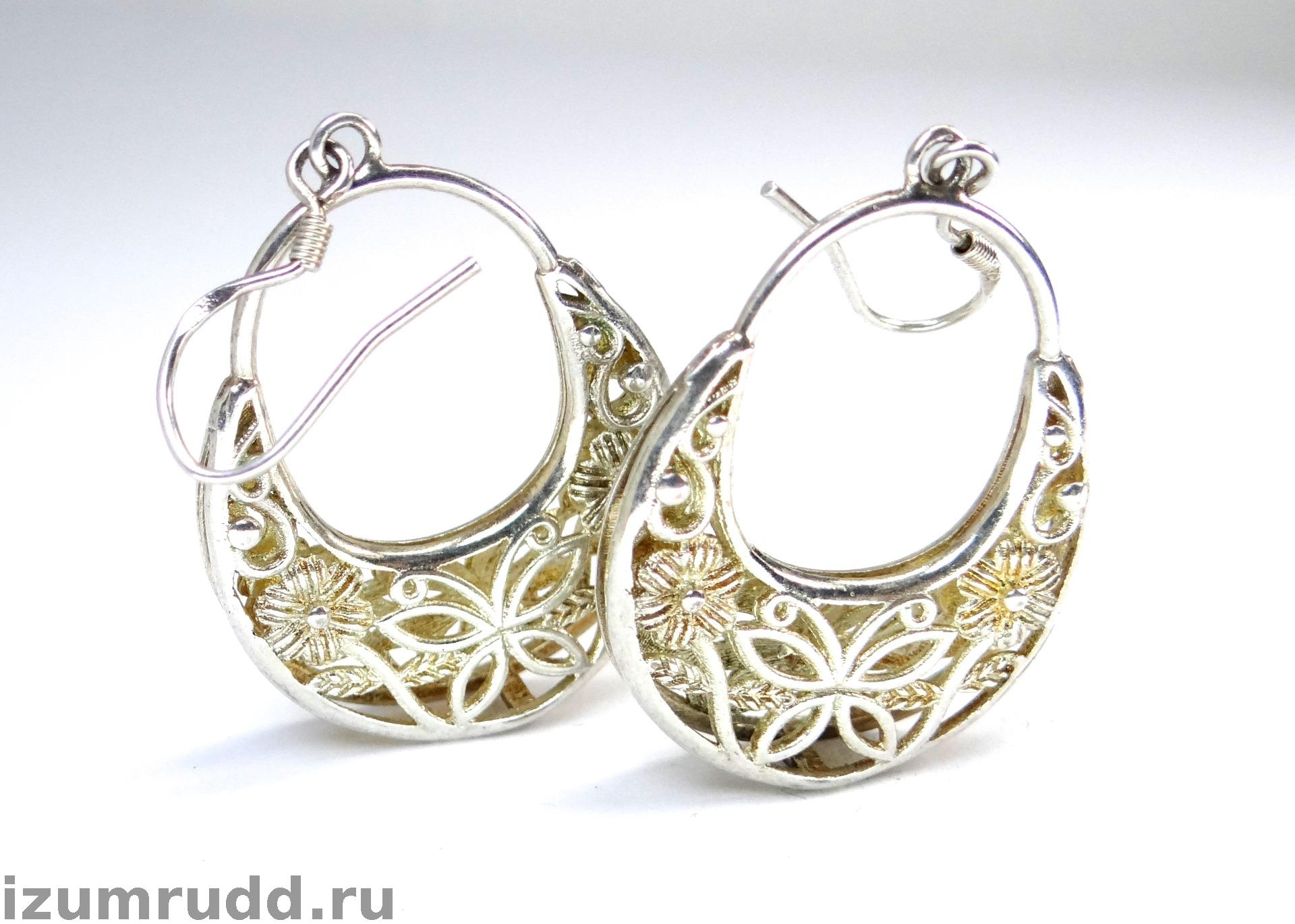Крупные серебряные серьги
