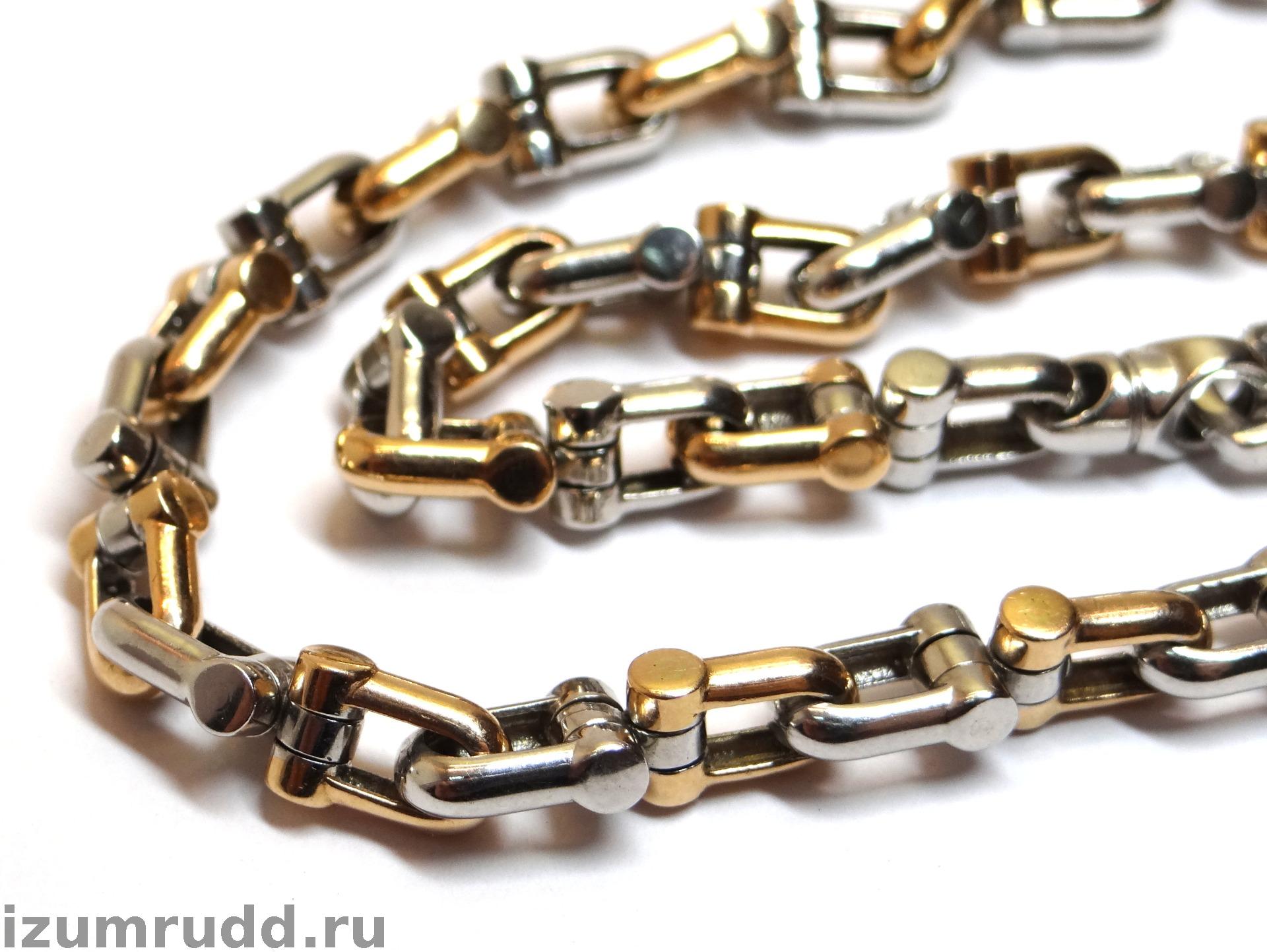 Крупная золотая цепь 585 пробы оригинального плетения