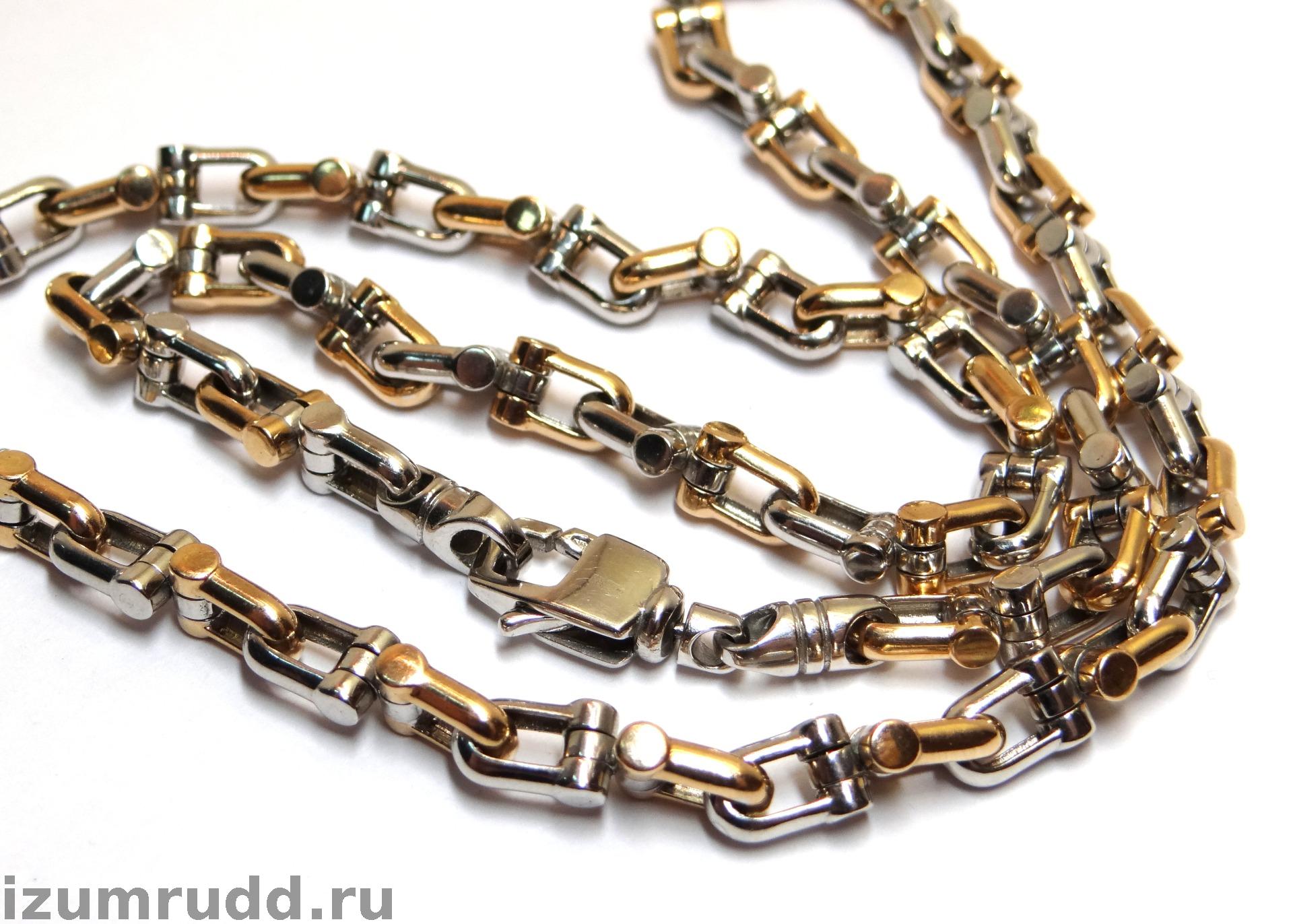 Крупная золотая цепь 585 пробы оригинального плетения
