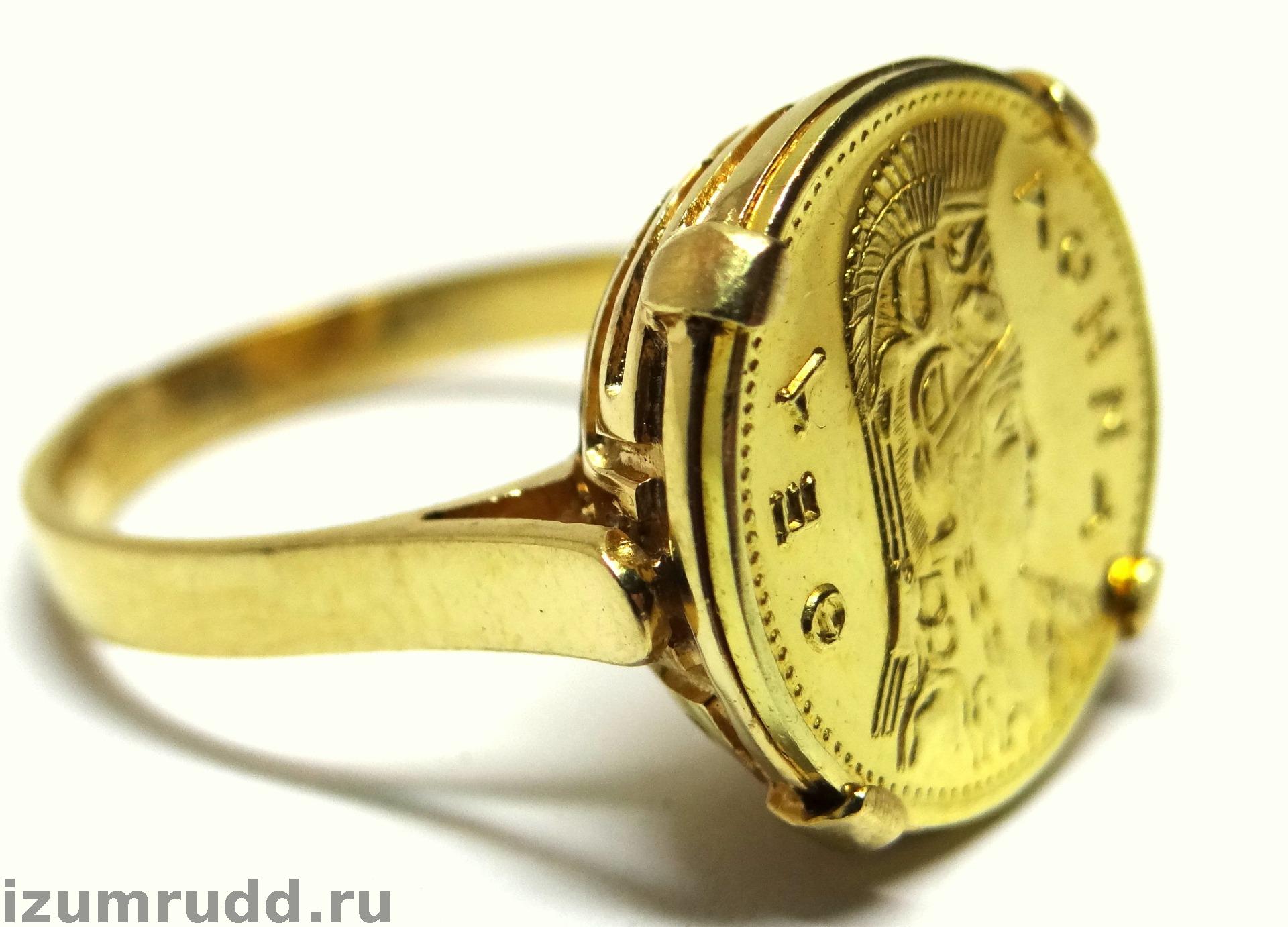 Золотое кольцо 750 пробы с монетой